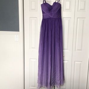 Purple ombré strapless prom dress